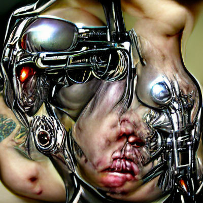Futuristic Cyborg with Glowing Eyes