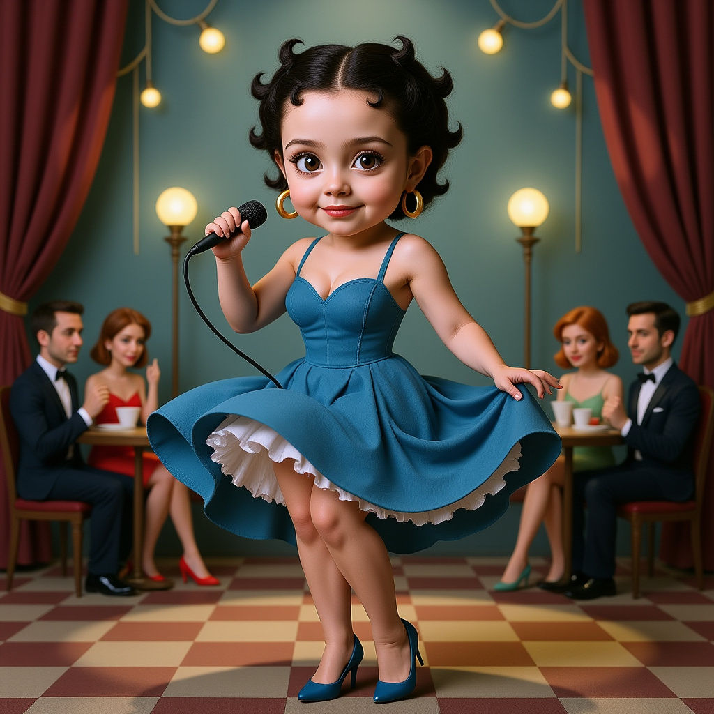 Realistic Betty Boop Singing in Nightclub
