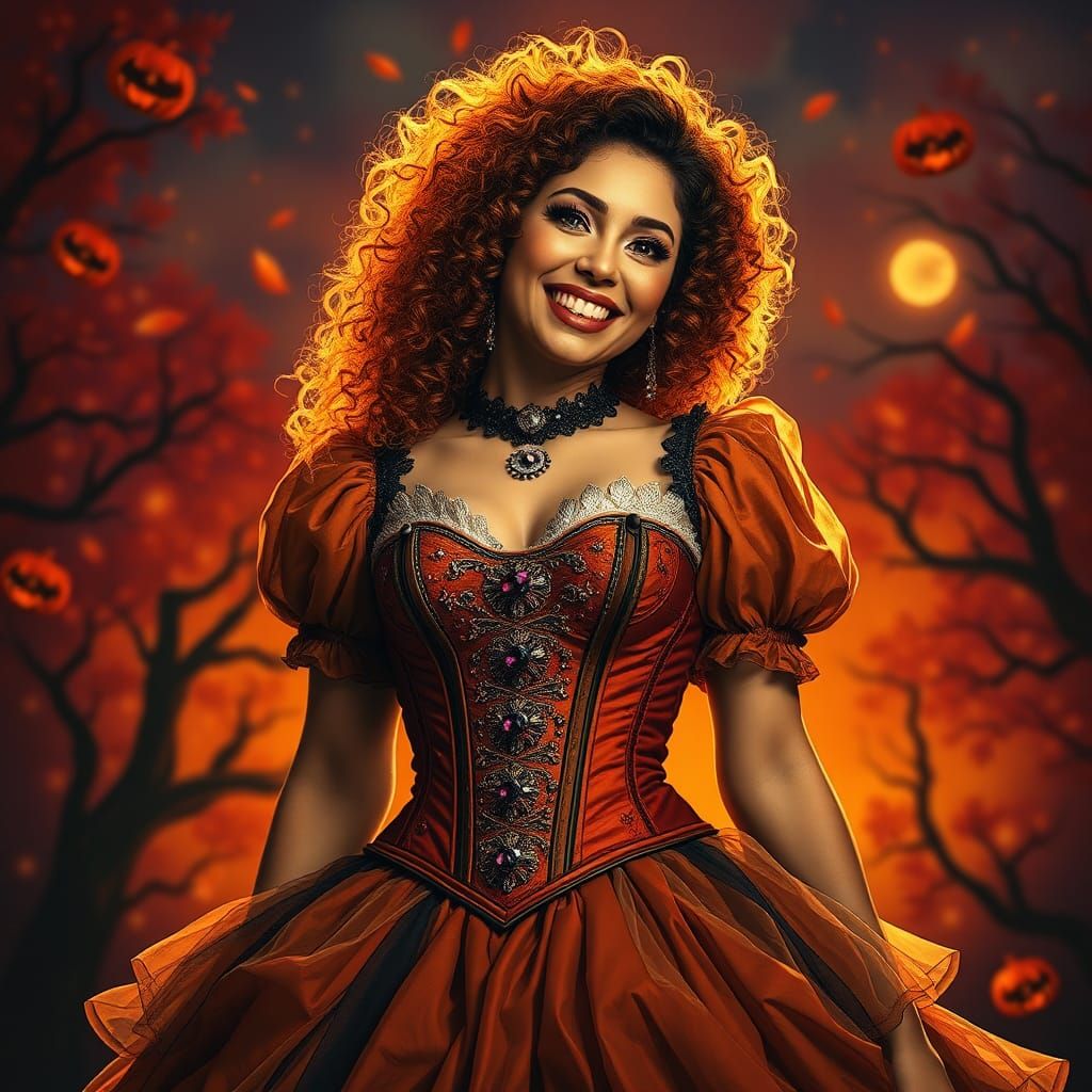 Victorian Halloween Costume in Splash Art Style