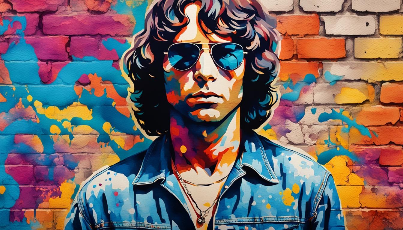 Jim Morrison Pop Art Portrait with Lizard Mural