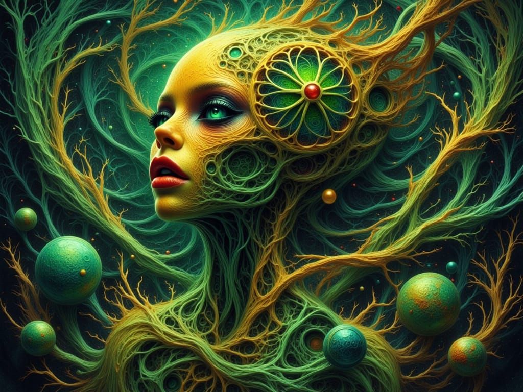 Neon-Lit Space Entity Blends Psychedelic Art and Hyper-Reali...