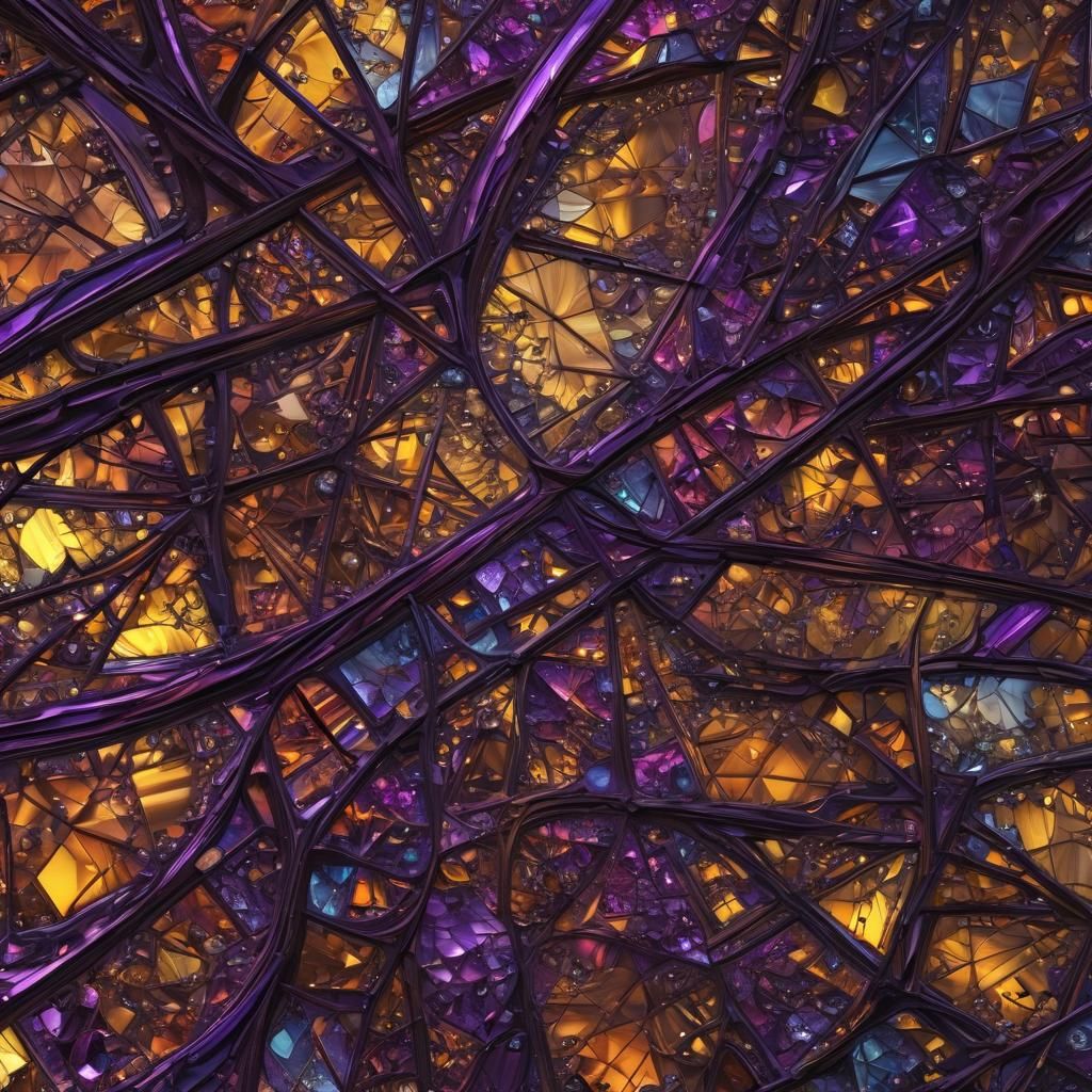 Fractured Stained Glass Fractal in Dark Fantasy Style