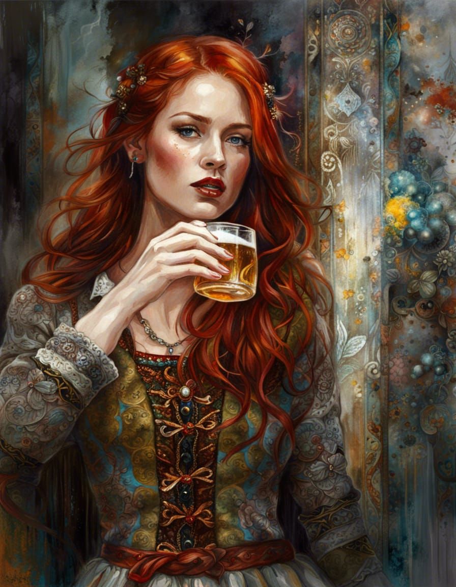 Redhead Celebrates Oktoberfest in Ethereal Maximalist Style