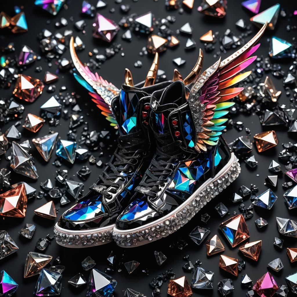 Diamond Devil Sneakers: Dark Fantasy Digital Art
