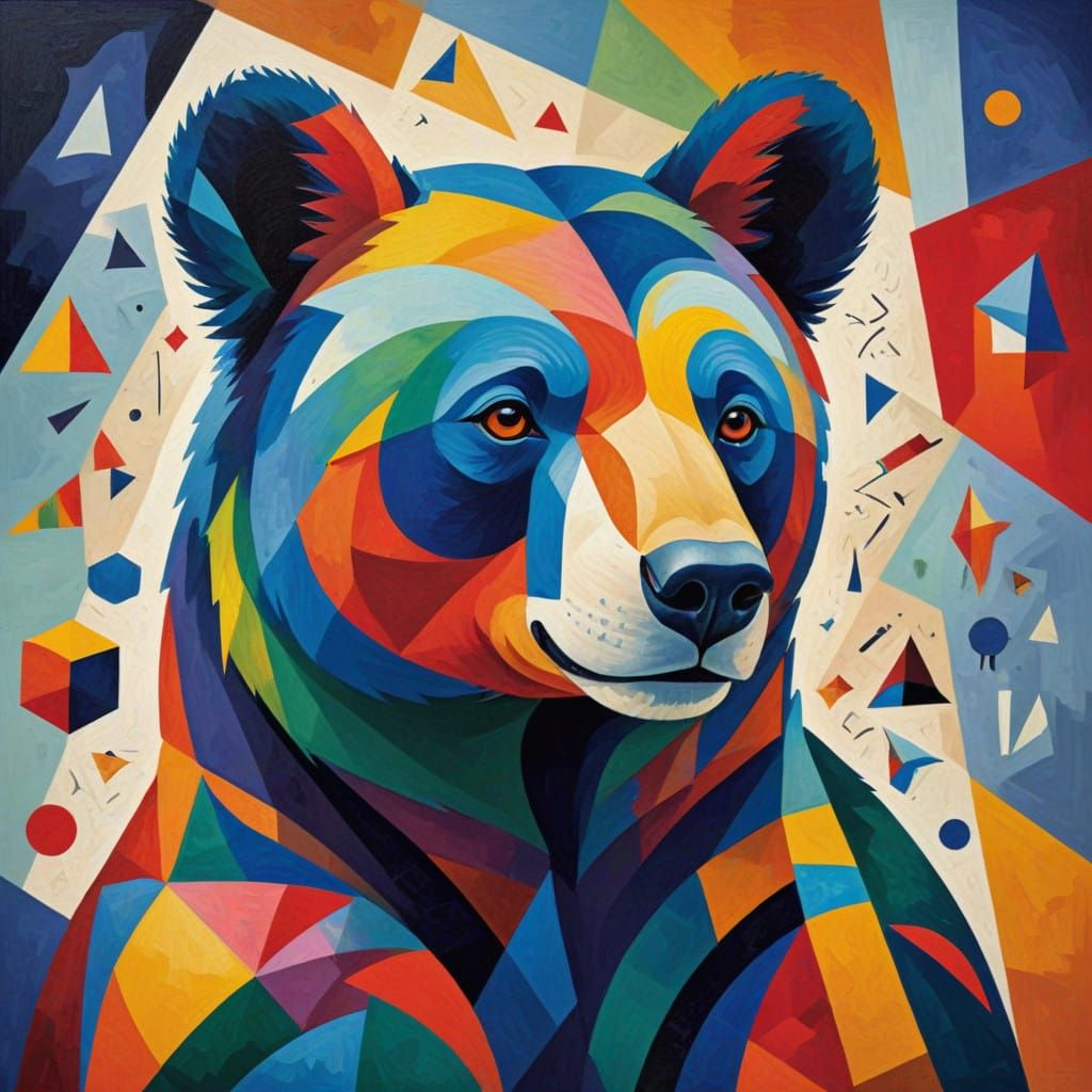 Picasso cubism rainbow bear