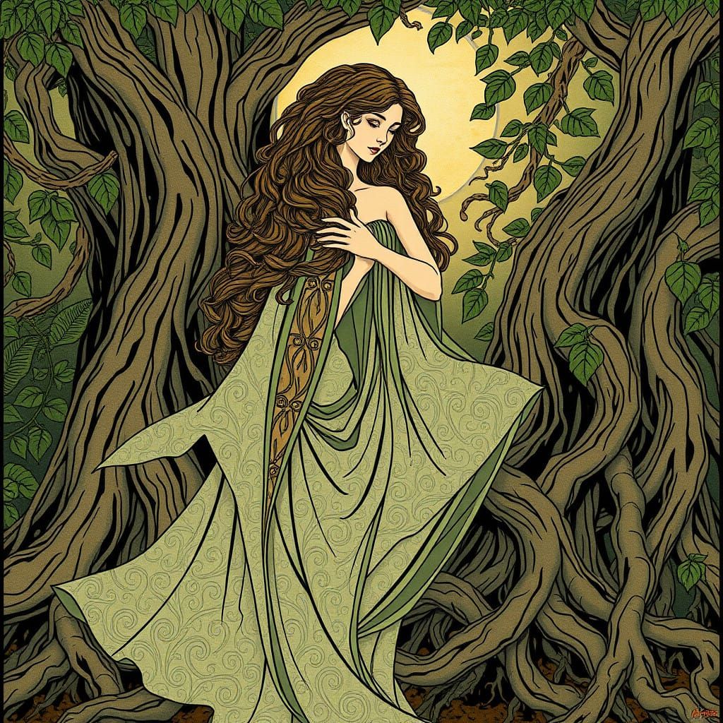 Dryad in Art Nouveau Style