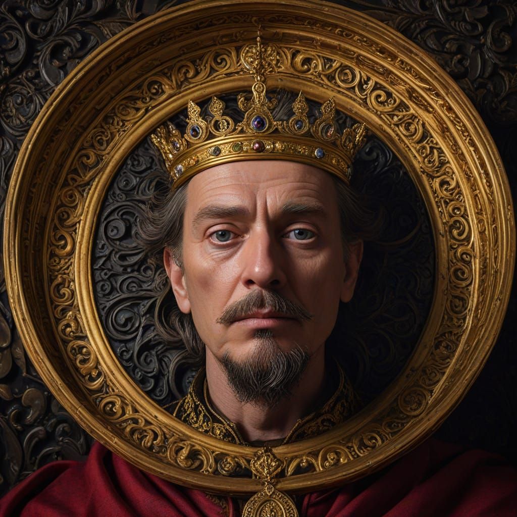 Golden Ornament Radiates Eerie Glow in Dark Chamber