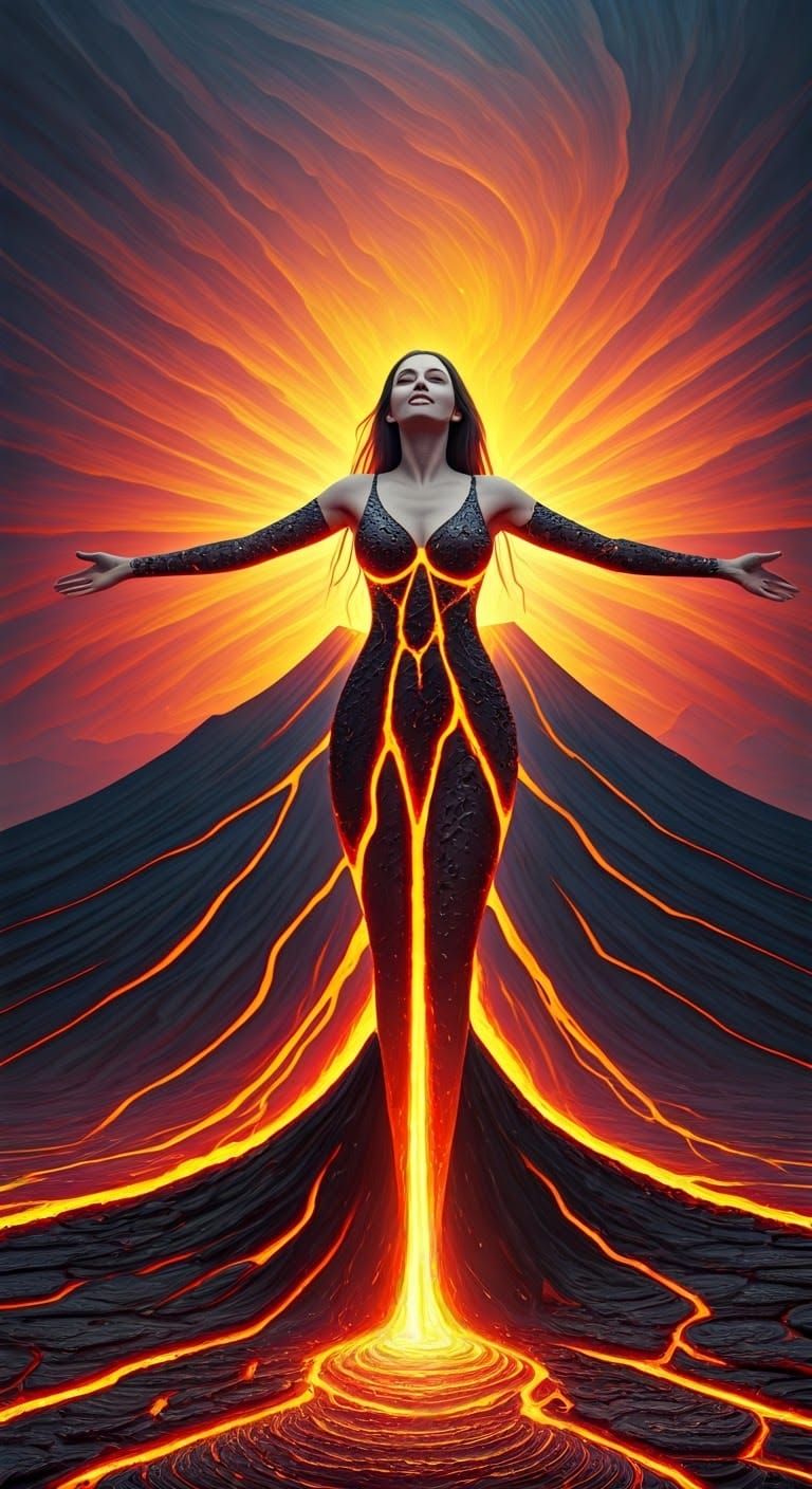 Ethereal Goddess Among Volcanic Dreamscape