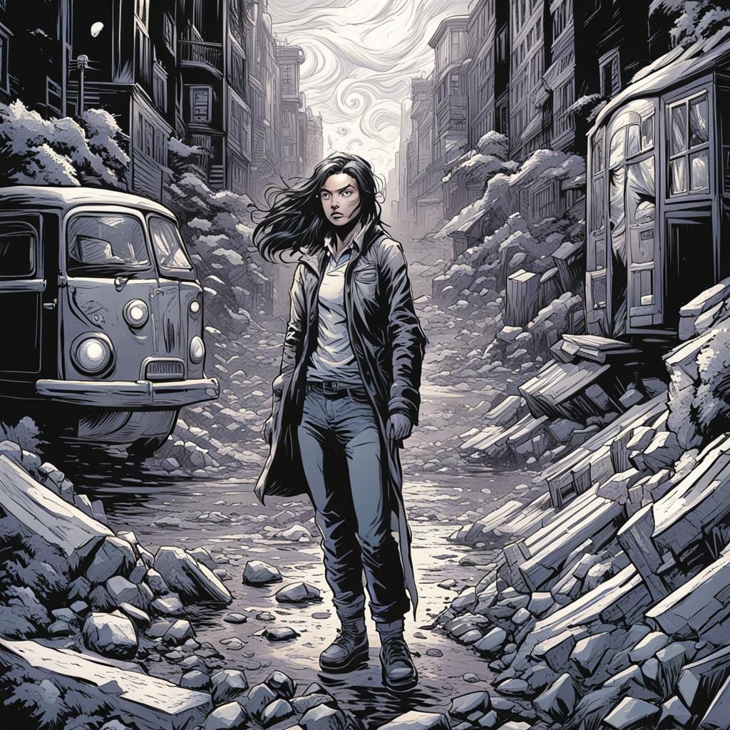 Girl in Desert, Comic Book Art Style