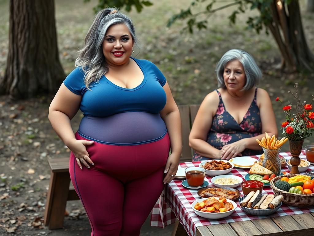Photorealistic Picnic Scene with Voluptuous Women