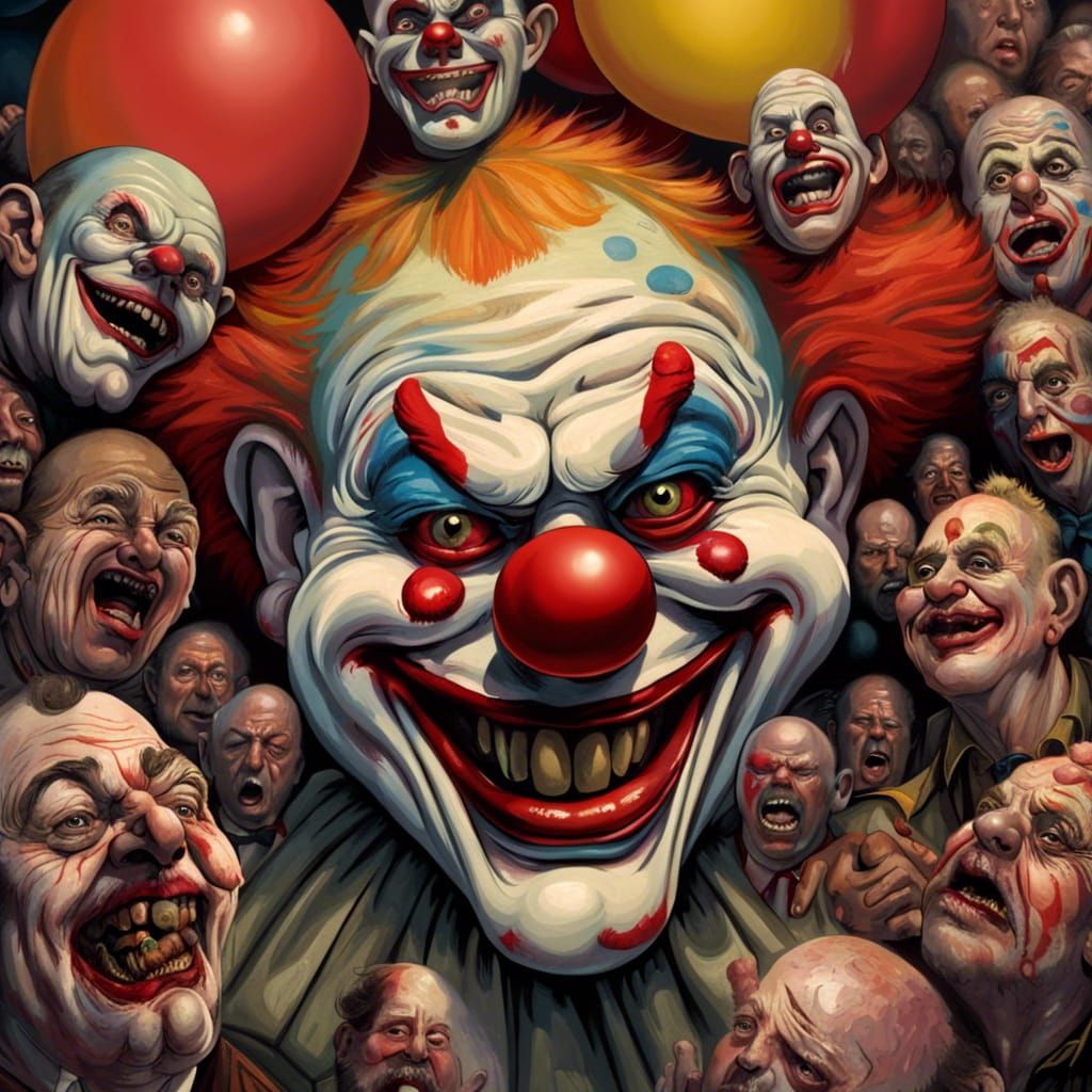 Horrific Clown Congress in Social Realism Style