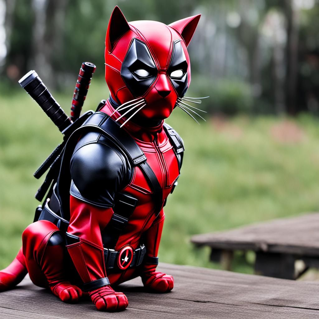 Cat Dressed as Deadpool