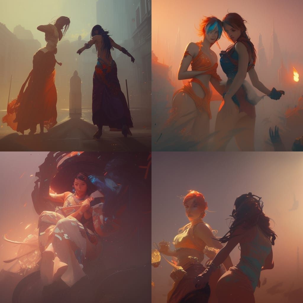 Lesbians in Hyperdetailed, Dynamic Lighting Style