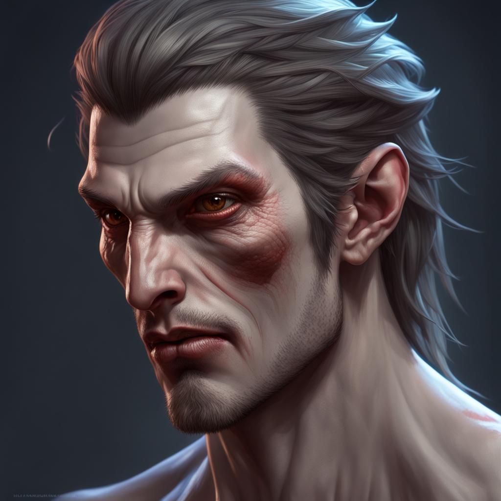 Snake-Like Vampire Portrait in Hyperdetailed Style