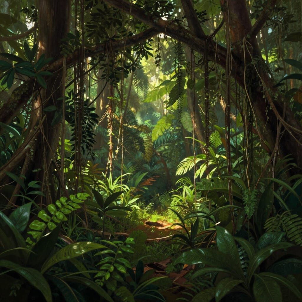 Mystical Amazon Jungle Clearing Digital Matte Painting
