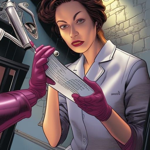 Female Dentist in Comic Book Style