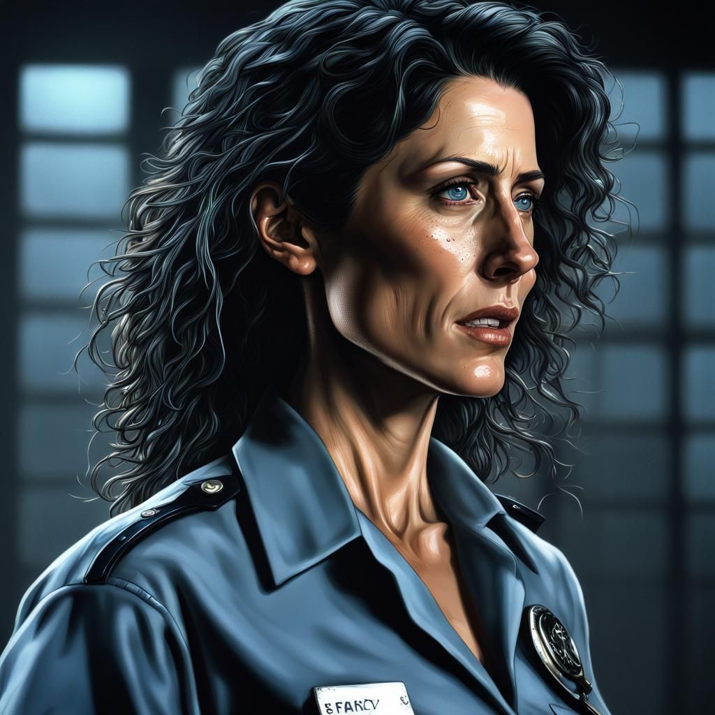 Hyperrealistic Portrait of Woman in Dark Prison Cell