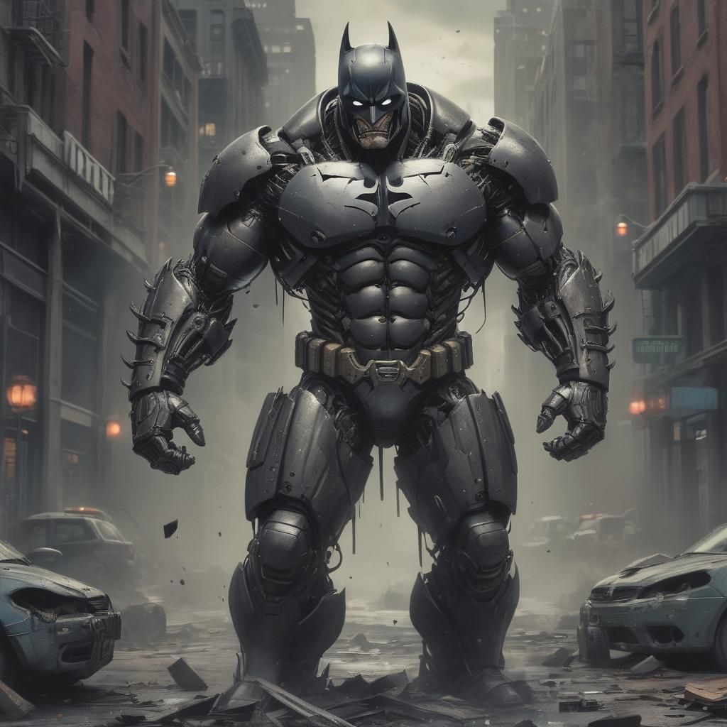 Robotic Bane in Gotham: Comic Book Art