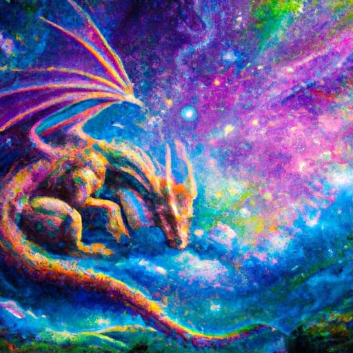 Astral Dragon in Galaxy: Ethereal Fantasy Illustration