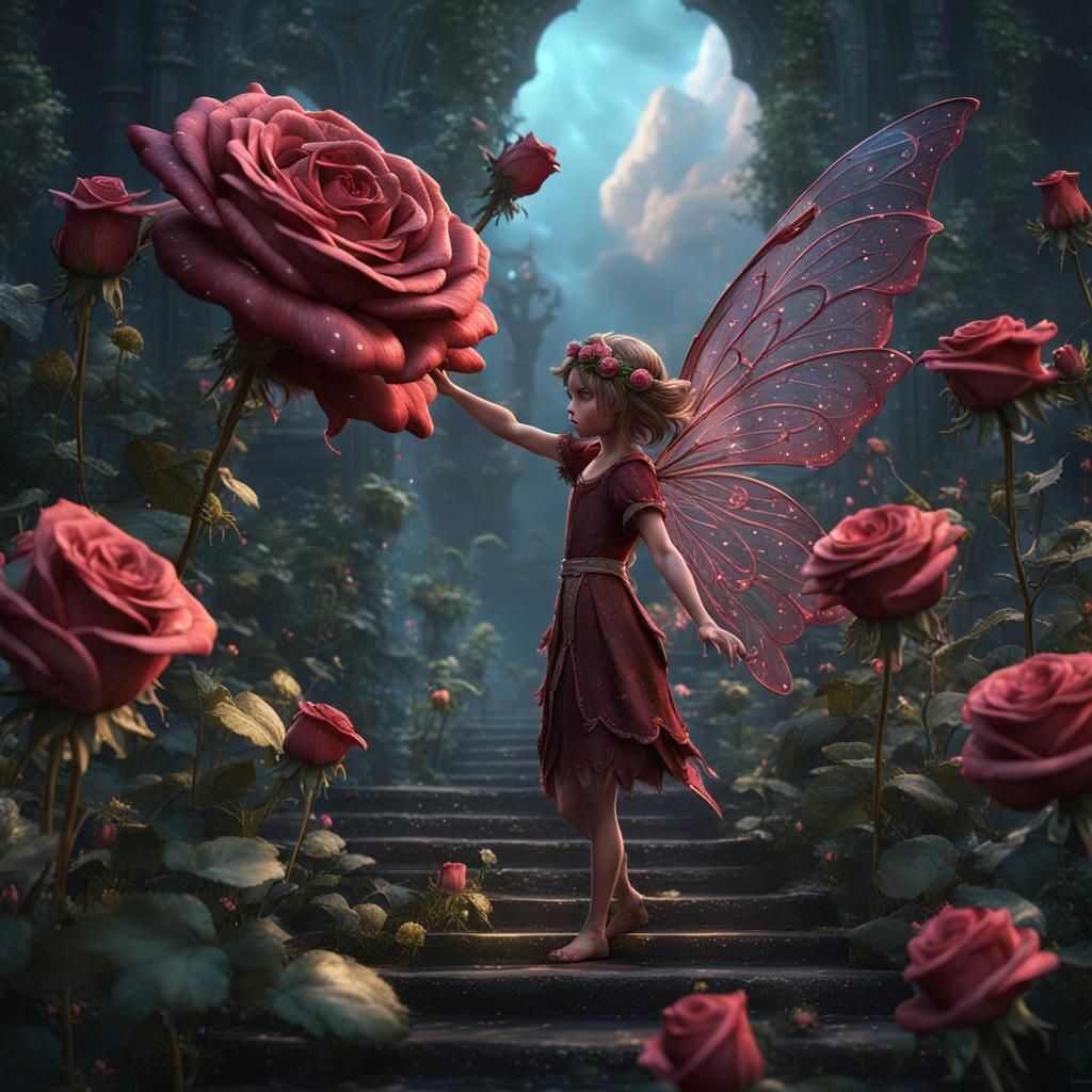 Detailed Rose Fairy Fantasy Concept Art