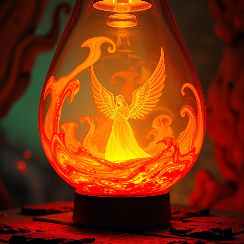 Golden Angel in Molten Lava Lamp