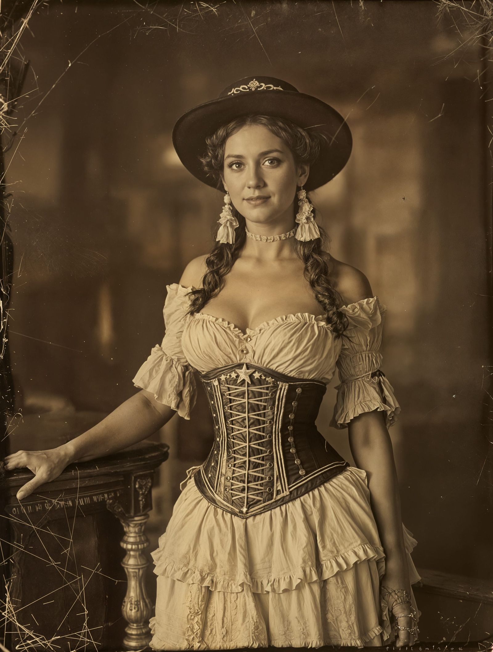 Vintage Portrait of a Wild West Barmaid
