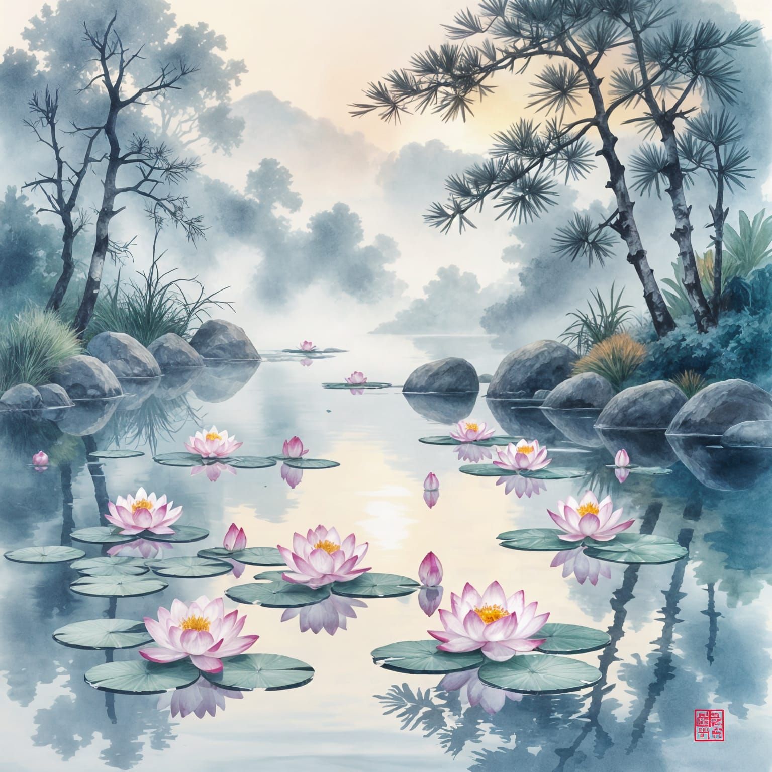 A gentle awakening for the senses evoking still waters at th...