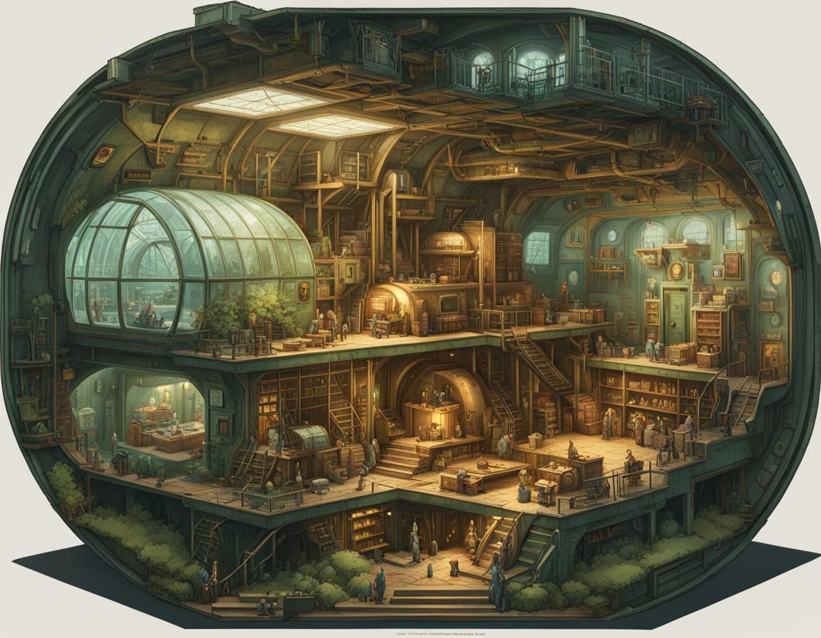 Isometric Fallout Vault Cross-Section in 3D Art