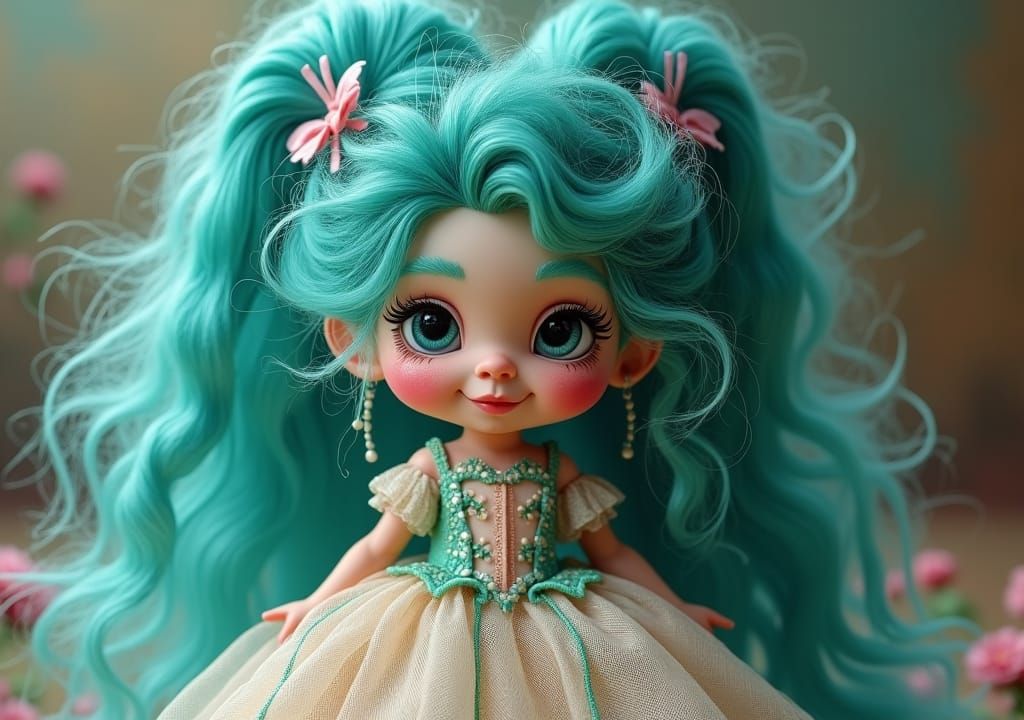 Detailed Troll Doll in Can-Can Dress