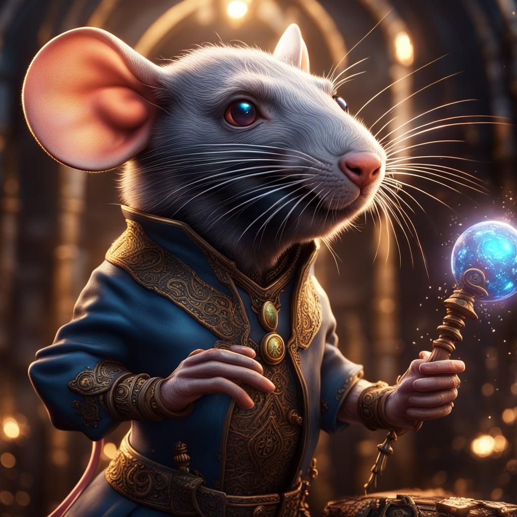 Fantastical Rat Magician in Detailed Matte Painting