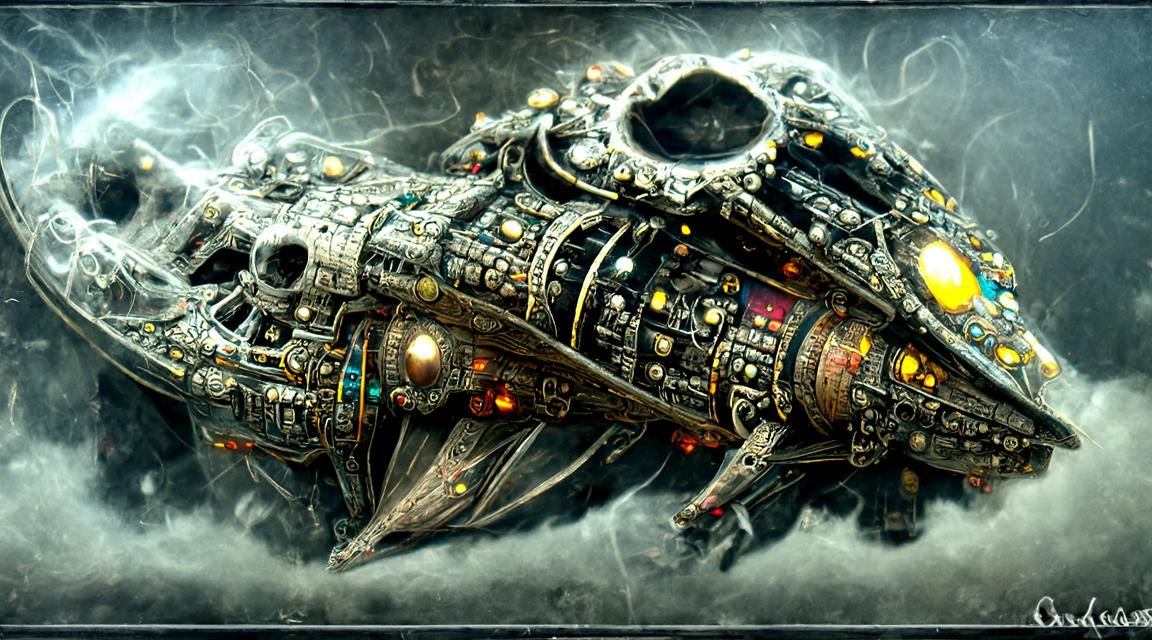 Sinister Dreadnought Spaceship in Deep Space