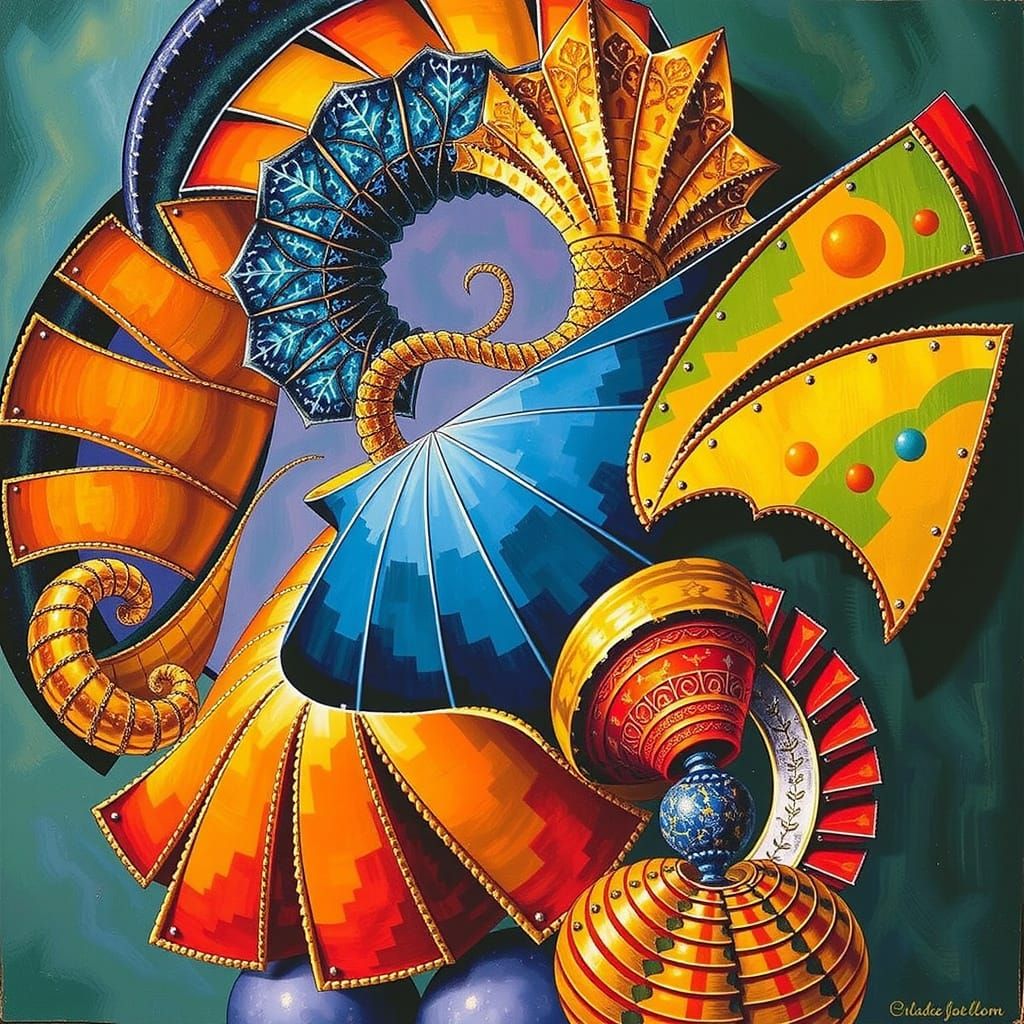 Abstract Mathematical Curves and Spirals in Digital Art