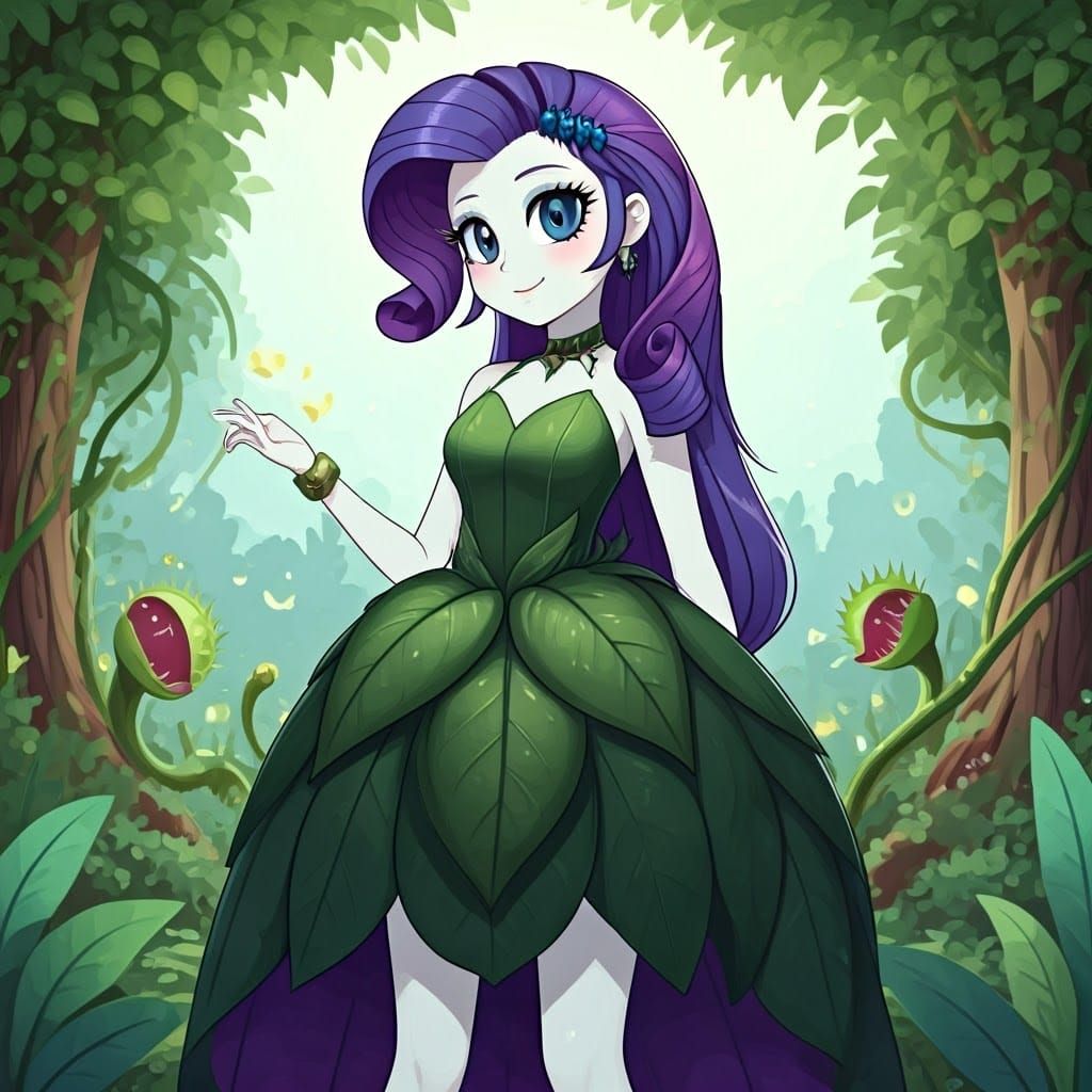 Surreal Anime Rarity Poses in Whimsical Garden
