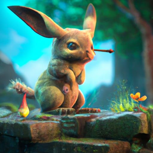 Pikachu Rabbit: Detailed Matte Painting