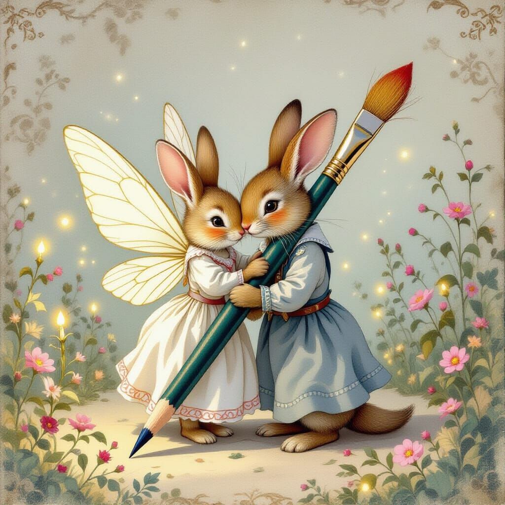 Pencil and Brush Love Storybook Illustration
