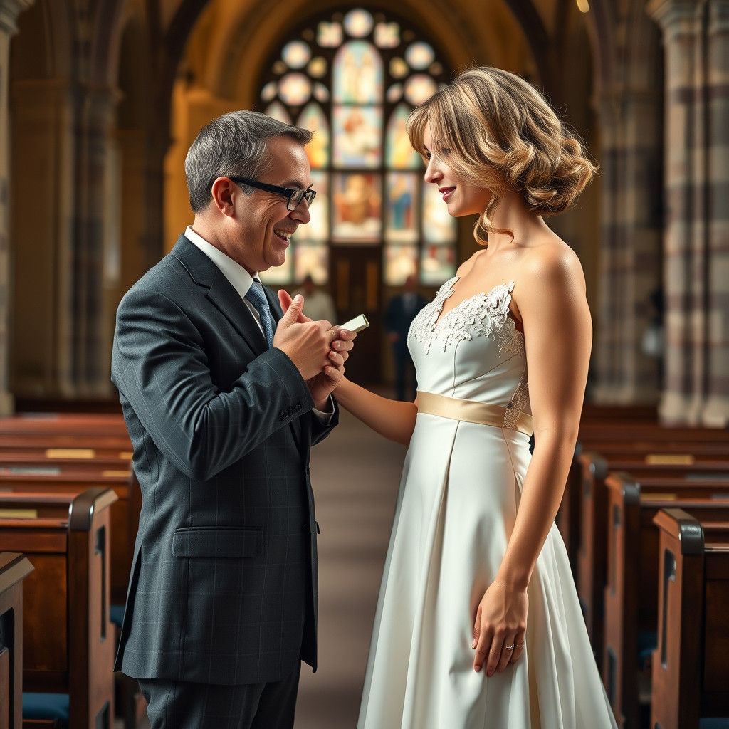Tender Moment in Church, Classic Portraiture Style