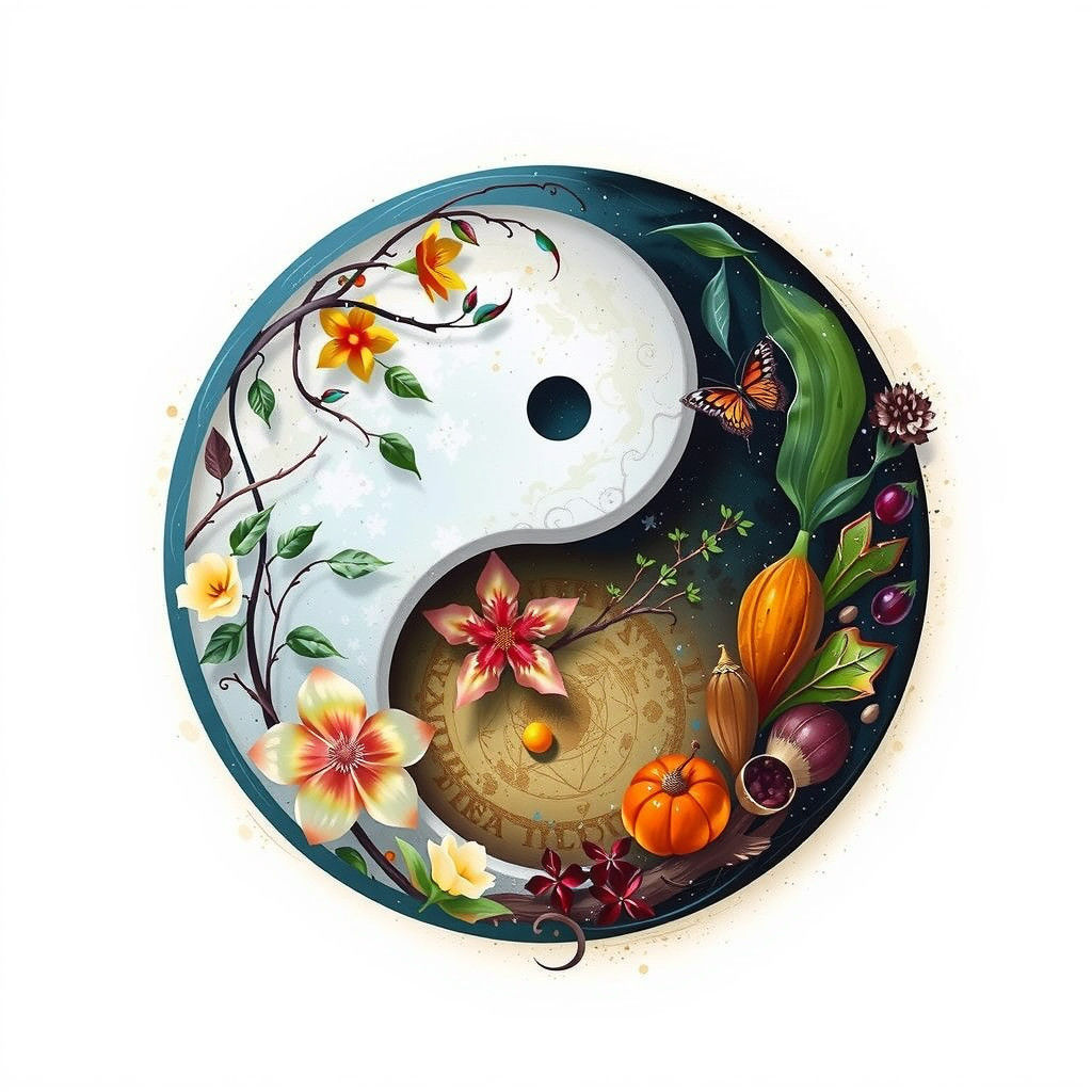 Vibrant Yin Yang Symbol in Impressionistic Art