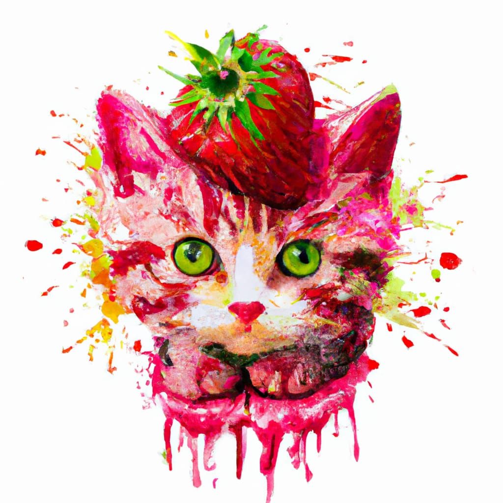 Colorful Graffiti Art Strawberry Kitten