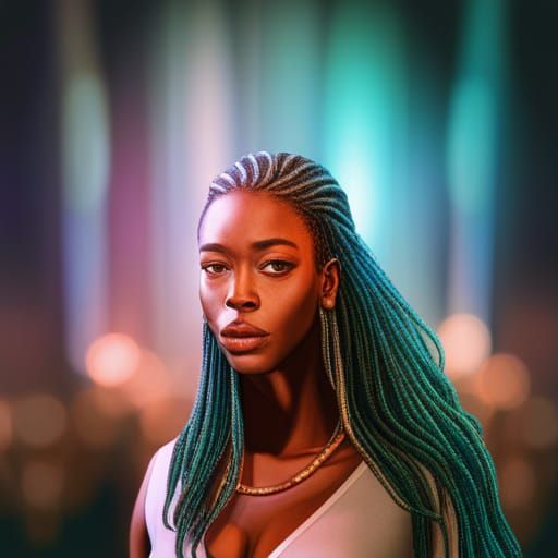 Hyperrealistic African Woman on Stage in Theater