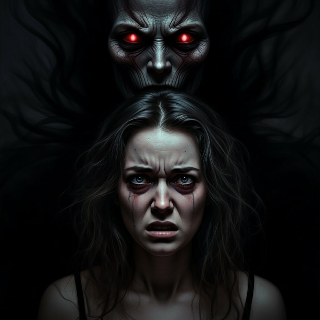 Tormented Woman Confronts Dark, Malevolent Entity