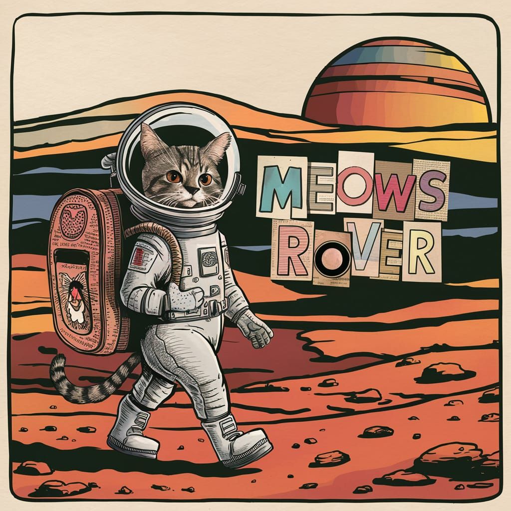 Stylish Feline Astronaut's Mars Adventure Album Cover