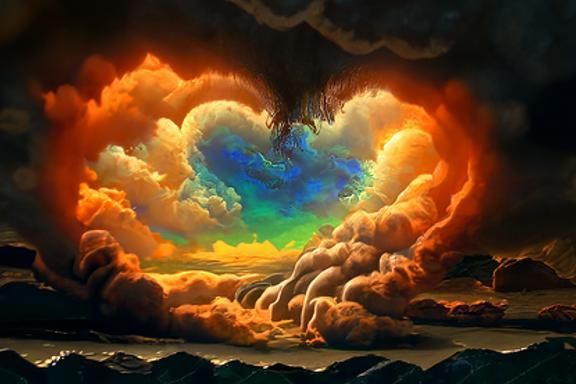 Storm's Heart: Ethereal Cloudscape in Romantic Style