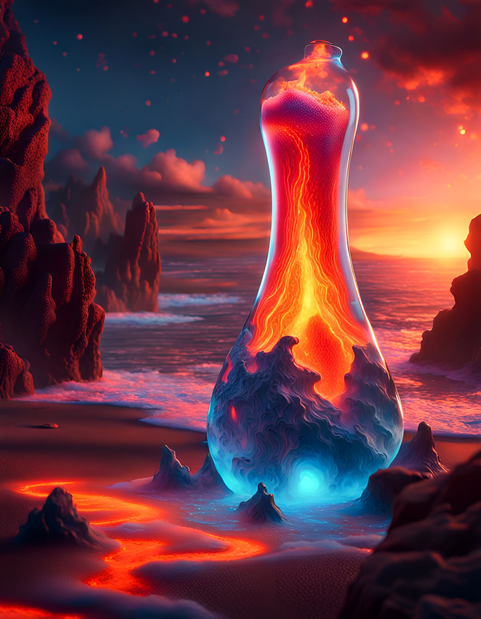 Glowing Galaxy Lava Lamp Fantasycore Artwork