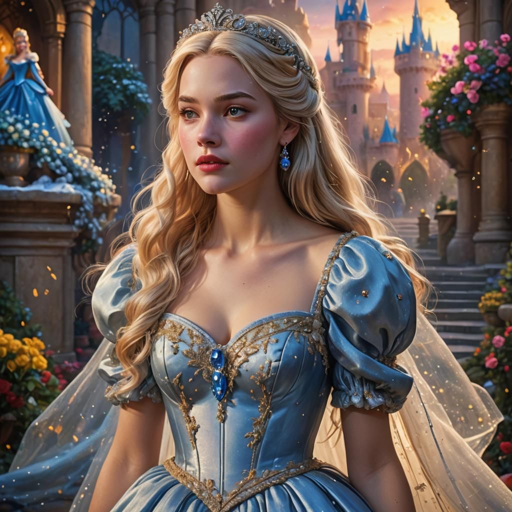 Hyperrealistic Cinderella in Extravagant Gown