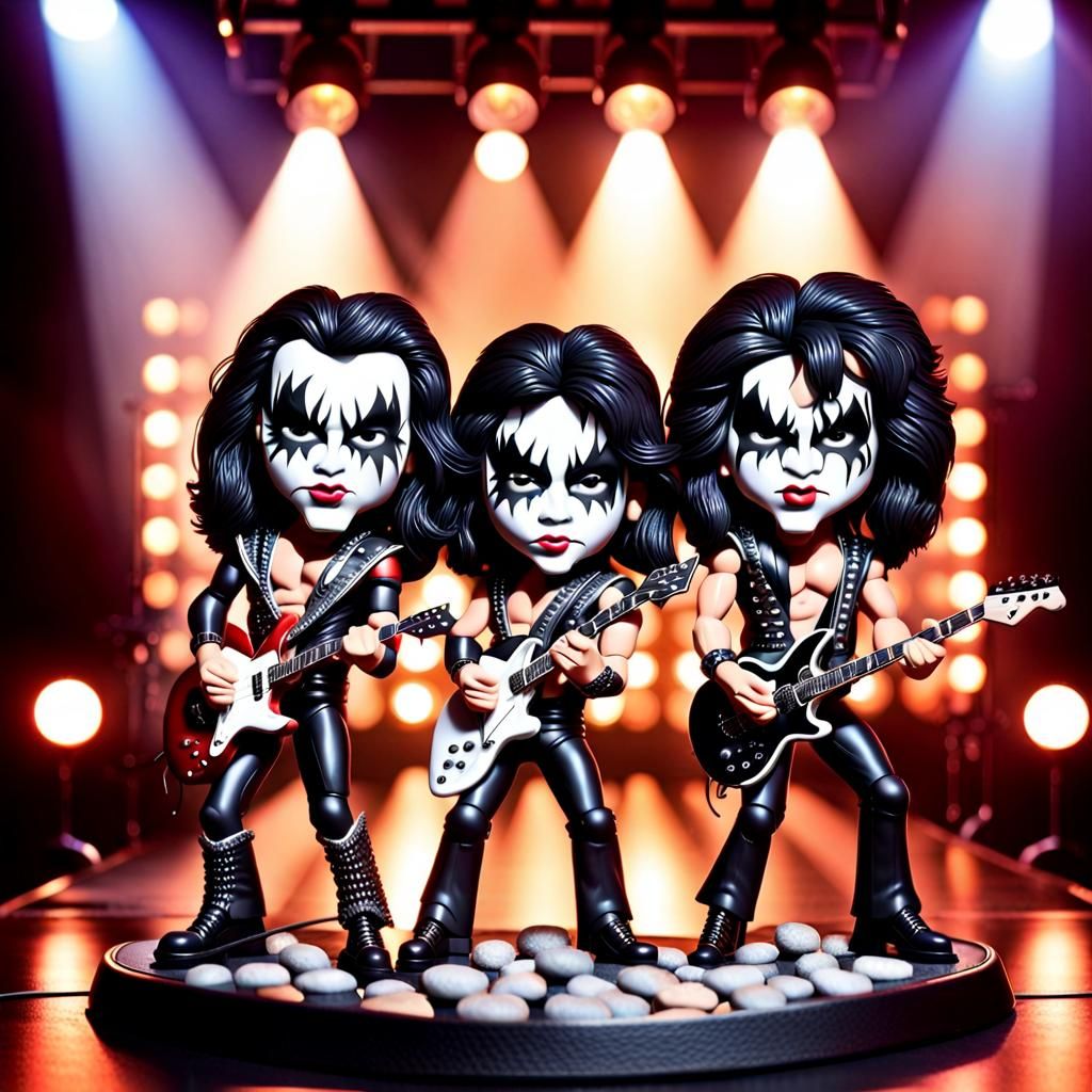 KISS Rock Band as Bobbleheads on Stage