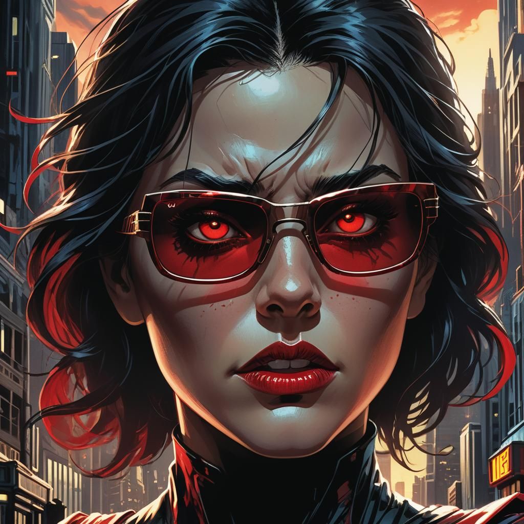 Woman with Monster in Comic Book Style