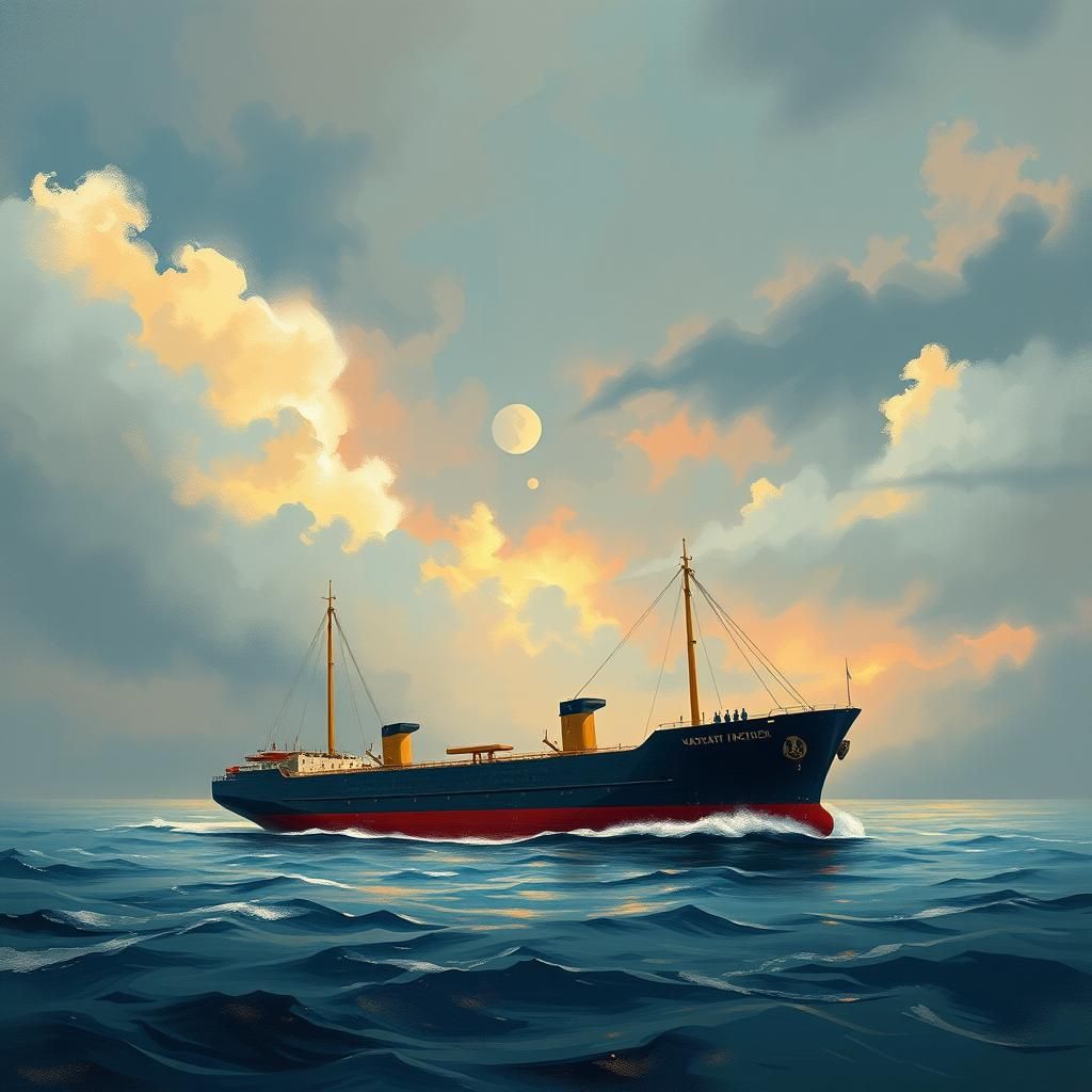 Modern Shipping Company Wallpaper in Matte Painting Style