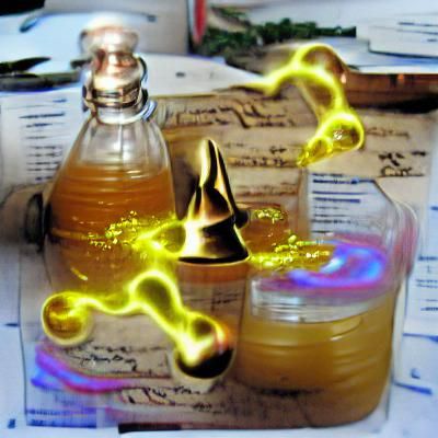 Glowing Gold Magic Potion Chemistry