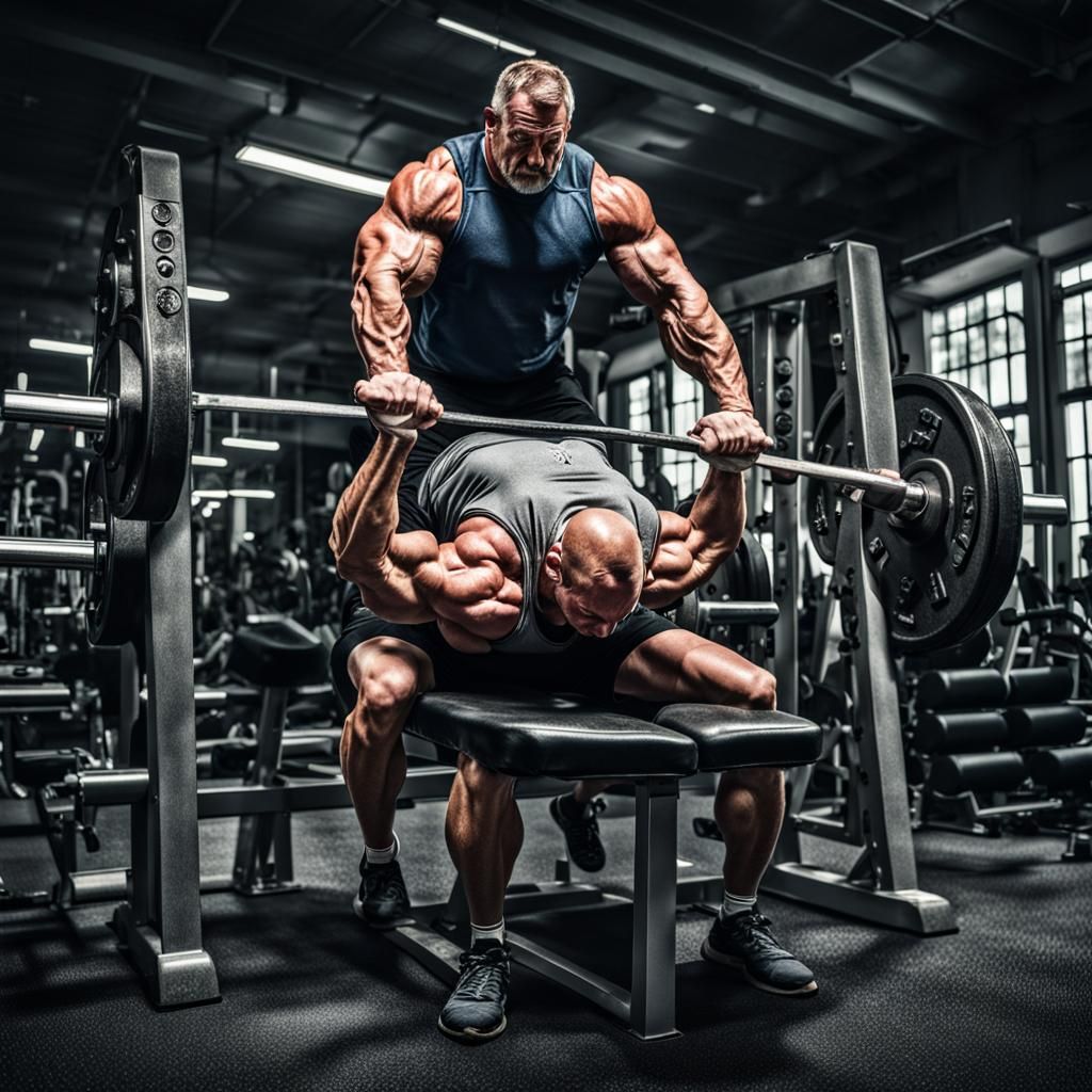 Hyperrealistic Michael Saylor Bench Pressing Weight