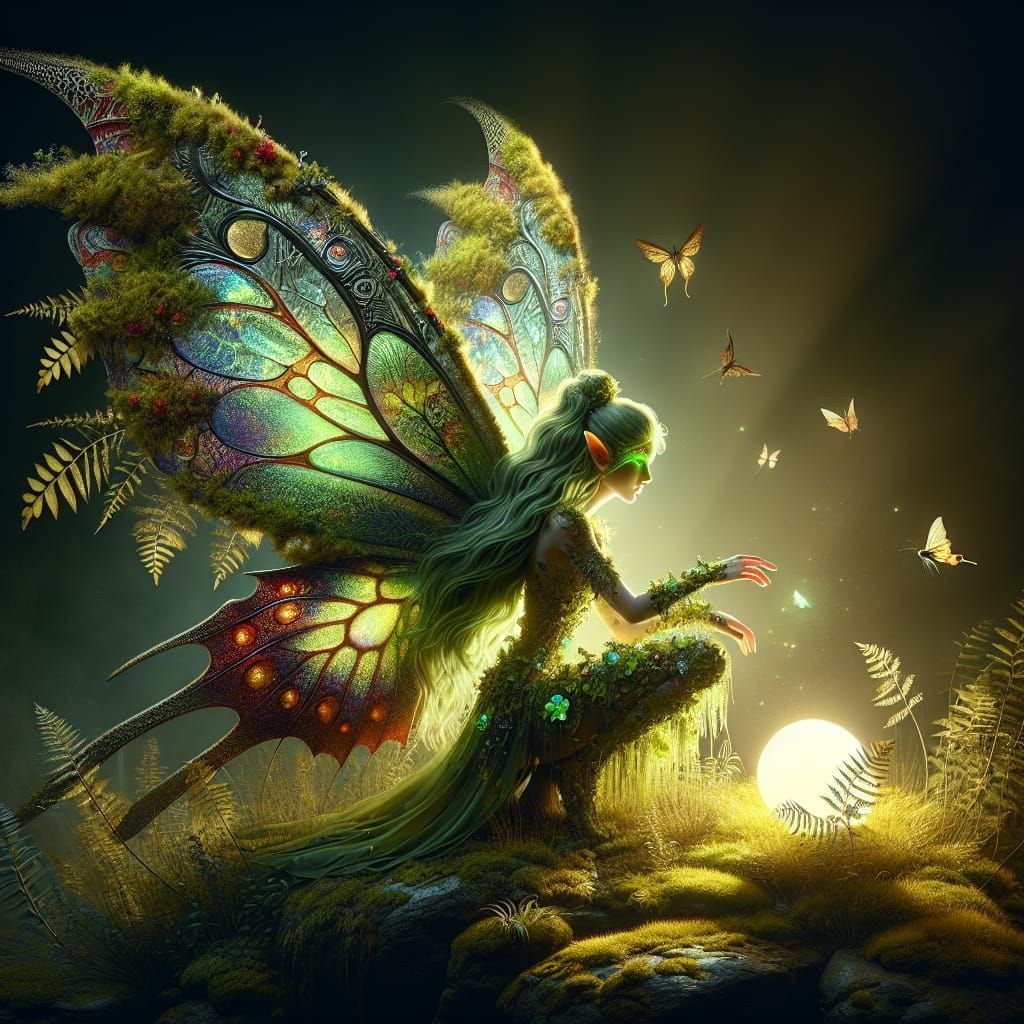 Luminous Fairy with Swallowtail Wings in Fantasy Art